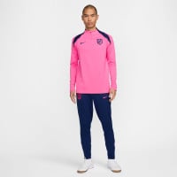 Nike Atletico Madrid Strike Trainingstrui 1/4-Zip 2024-2025 Roze Donkerblauw