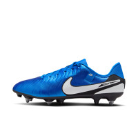 Nike Tiempo Legend 10 Academy IJzeren-Nop Voetbalschoenen (SG) Anti-Clog Blauw Wit Zwart