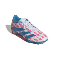 adidas Predator League Gras Voetbalschoenen (FG) Kids Wit Roze Blauw