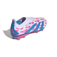 adidas Predator Elite Veterloze Gras Voetbalschoenen (FG) Kids Wit Roze Blauw