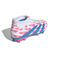 adidas Predator League Veterloze Gras Voetbalschoenen (FG) Kids Wit Roze Blauw