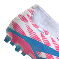 adidas Predator League Veterloze Gras Voetbalschoenen (FG) Kids Wit Roze Blauw