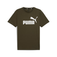 PUMA Essentials Logo T-Shirt Donker Olijfgroen Wit