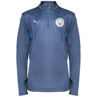 PUMA Manchester City Trainingspak 1/4-Zip 2024-2025 Kids Donkerblauw Lichtblauw