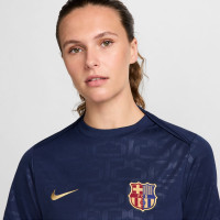 Nike FC Barcelona Pre-Match Trainingsshirt 2024-2025 Dames Donkerblauw Goud