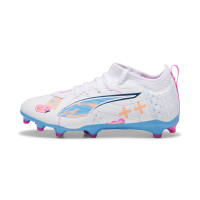 PUMA Ultra 5 Match Gras / Kunstgras Voetbalschoenen (MG) Kids Wit Blauw Roze