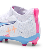 PUMA Ultra 5 Match Gras / Kunstgras Voetbalschoenen (MG) Kids Wit Blauw Roze