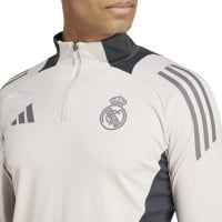 adidas Real Madrid Trainingspak 1/4-Zip Europees 2024-2025 Beige Donkergrijs Bruin