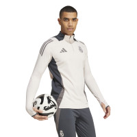 adidas Real Madrid Trainingspak 1/4-Zip Europees 2024-2025 Beige Donkergrijs Bruin