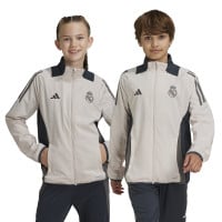 adidas Real Madrid Presentatie Trainingsjack Europees 2024-2025 Kids Beige Bruin Zwart