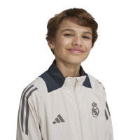 adidas Real Madrid Presentatie Trainingsjack Europees 2024-2025 Kids Beige Bruin Zwart