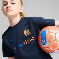 PUMA Olympique Marseille Trainingsset 2024-2025 Kids Donkerblauw Blauw Oranje