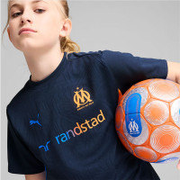 PUMA Olympique Marseille Trainingsshirt 2024-2025 Kids Donkerblauw Blauw Oranje