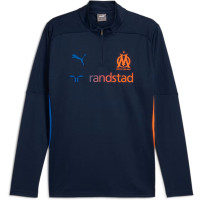 PUMA Olympique Marseille Trainingstrui 1/4 Zip 2024-2025 Kids Donkerblauw Blauw Oranje