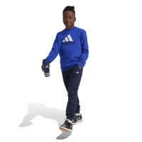 adidas Essentials Big Logo Fleece Joggingpak Kids Blauw Zwart Wit