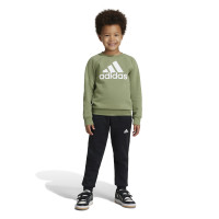 adidas Essentials Big Logo Fleece Joggingpak Kleuters/Peuters Olijfgroen Zwart Wit