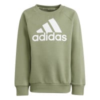 adidas Essentials Big Logo Fleece Joggingpak Kleuters/Peuters Olijfgroen Zwart Wit