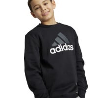 adidas Essentials Big Logo Fleece Joggingpak Kids Zwart Grijs Wit