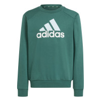 adidas Essentials Big Logo Fleece Joggingpak Kids Donkergroen Zwart Wit