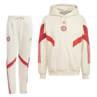 adidas Bayern München Originals Hooded Trainingspak 2024-2025 Beige Rood