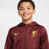 Nike Liverpool Trainingspak Full-Zip Hooded 2024-2025 Kids Bordeauxrood Geel