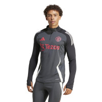 adidas Manchester United Trainingspak 1/4-Zip Europees 2024-2025 Donkergrijs Zwart Rood Wit