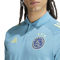 adidas Ajax Polo 2024-2025 Lichtblauw Blauw Geel