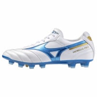 Mizuno Morelia II Pro Gras Voetbalschoenen (FG) Wit Blauw Goud