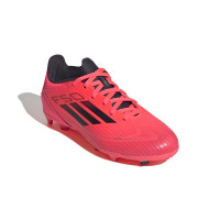 adidas F50 League Gras Voetbalschoenen (FG) Kids Felrood Zwart Zilver