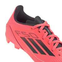 adidas F50 League Gras Voetbalschoenen (FG) Kids Felrood Zwart Zilver