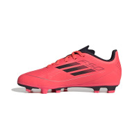 adidas F50 Club Gras / Kunstgras Voetbalschoenen (FxG) Kids Felrood Zwart Zilver