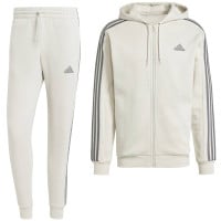 adidas Essentials Fleece Joggingpak Full-Zip Beige Donkergrijs