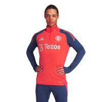 adidas Manchester United Trainingspak 1/4-Zip 2024-2025 Rood Donkerblauw Zilver