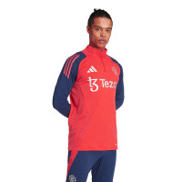 adidas Manchester United Trainingspak 1/4-Zip 2024-2025 Rood Donkerblauw Zilver