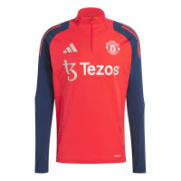 adidas Manchester United Trainingstrui 1/4-Zip 2024-2025 Rood Donkerblauw Zilver