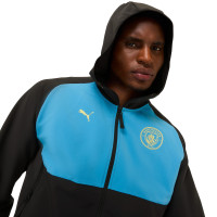 PUMA Manchester City Pumatech Woven Trainingspak Full-Zip 2024-2025 Zwart Blauw