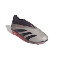 adidas Predator Elite Veterloze Gras Voetbalschoenen (FG) Kids Zilver Zwart Roze