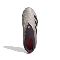 adidas Predator Elite Veterloze Gras Voetbalschoenen (FG) Kids Zilver Zwart Roze