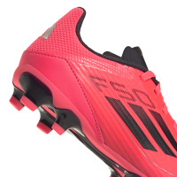 adidas F50 League Gras / Kunstgras Voetbalschoenen (MG) Kids Felrood Zwart Zilver