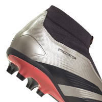 adidas Predator League Veterloze Gras Voetbalschoenen (FG) Zilver Zwart Roze