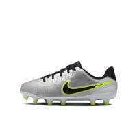 Nike Tiempo Legend 10 Academy Gras / Kunstgras Voetbalschoenen (MG) Kids Zilver Zwart Neongeel