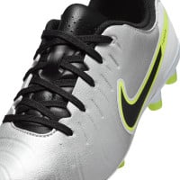 Nike Tiempo Legend 10 Academy Gras / Kunstgras Voetbalschoenen (MG) Kids Zilver Zwart Neongeel