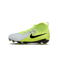 Nike Phantom Luna II Academy Gras / Kunstgras Voetbalschoenen (MG) Kids Neongeel Zilver Zwart