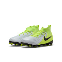 Nike Phantom Luna II Academy Gras / Kunstgras Voetbalschoenen (MG) Kids Neongeel Zilver Zwart