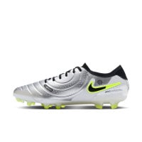 Nike Tiempo Legend 10 Elite Gras Voetbalschoenen (FG) Zilver Zwart Neongeel