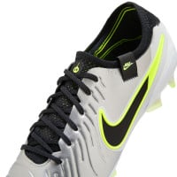 Nike Tiempo Legend 10 Elite Gras Voetbalschoenen (FG) Zilver Zwart Neongeel