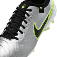 Nike Tiempo Legend 10 Pro Gras Voetbalschoenen (FG) Zilver Zwart Neongeel