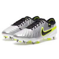 Nike Tiempo Legend 10 Elite IJzeren-Nop Voetbalschoenen (SG) Pro Player Zilver Zwart Neongeel