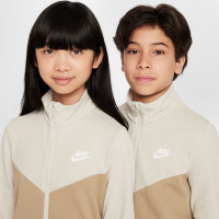 Nike Sportswear Trainingspak Full-Zip Kids Lichtbruin Beige Wit