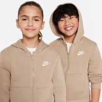 Nike Sportswear Club Fleece Trainingspak Full-Zip Hooded Kids Lichtbruin Wit